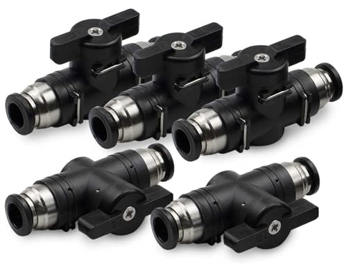 Pneumatik Steckverbinder, 5 Stück Pneumatischer Kugelhahn 6mm, Steuerventilfittings, Push to Connect Steuerventilfittings, für Pneumatikschlauch, Gas Schnellkupplung
