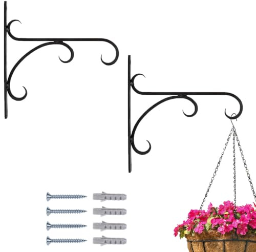 2er Set Handgeschmiedeter Wandhaken Zaafa aus Eisen in Schwarz 23 cm