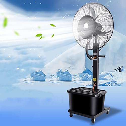 Gtzly Ventilo Brumisateur, Ventilateur de Refroidissement Sur Pied ExtéRieur, 3 Vitesses, Oscillation à 90°, Monsieur Noir avec RéServoir d'Eau de 42 L, for Terrasse(81cm)