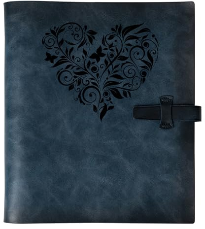 Photo Album 4x6 200 Photos, Genuine Leather Photo Albums with Writing Space with 30 Writing Paper, Travel Family Wedding Kids Graduation Ultrasound Baby Picture Album Scrapbook Photo Album（LOVE）