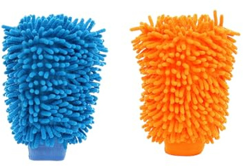 Eabdice 2 Piezas Manopla Limpieza Coche, Guante Lavado Coche, Guantes de Microfibra de Doble Cara, Paños de Microfibra para Limpieza de Automóviles y Limpieza del Hogar