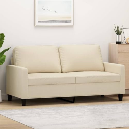 Homgoday 2-Sitzer-Sofa Gästesofa Modern Sofa Couch mit Rückenlehne Armlehne Stoffsofa Gästesofa Sitzsofa Sitzmöbel fürs Wohnzimmer Schlafzimmer Creme 140 cm Stoff