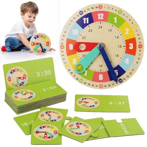Lernuhr Kinder - Montessori-Spielzeug für Kleinkinder, Unterrichtszeit, Frühes Lernen, Pädagogisches Geschenk