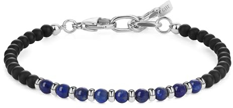 GAVU Unisex Kristallperlen Armband mit mattem schwarzem Onyx und Natursteinperlen Armbänder für Herren Damen