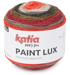 PAINT LUX de Katia en ovillos de 150 gramos y 540 metros (56 - Rojo-Gris-Marrón)