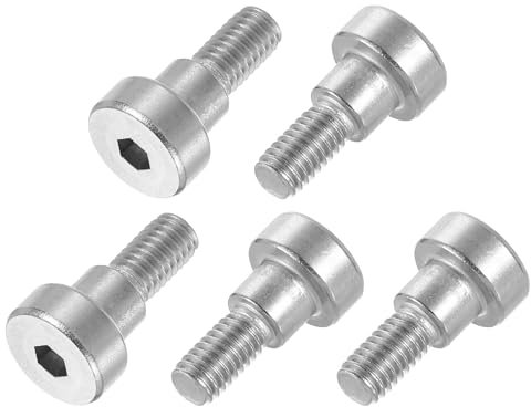 sourcing map 12Pcs 304 Stainless Steel Shoulder Bolt 8mm Shoulder Dia 6mm Shoulder Length M6 Thread Hex Socket Shoulder Bolts for Textile Hydraulic Injection Molding Machinery Industries