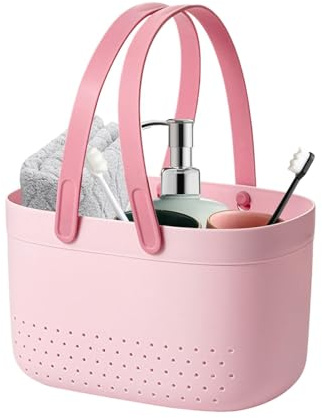 Birtern Cesta de aseo de baño | Organizador de ducha con asas | Cesta de ducha portátil, caja de almacenamiento con asas para dormitorio universitario, organizador de almacenamiento de baño