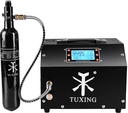 TUXING Compresor de aire PCP 4500 PSI, pantalla LCD, compresor de alta presión, equipado con depósito de aire de 0,5 l, carga de 220 V