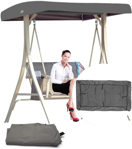 Replacement Canopy for 3-Seater Swing Seat, Waterproof Oxford Cloth Cover, Durable Patio Hammock Top Cover, 191x120x18/23cm, Garden Swing Chair Protection