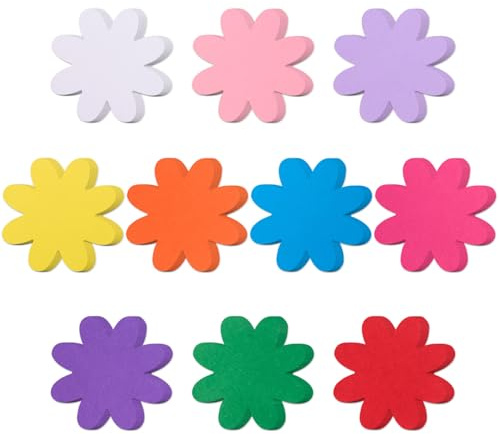 MixTeach 200 Pcs Colorful Flower Cutouts Paper Daisy Shape Cut-Out Summer Flower Die Cuts 4 Inch Bulletin Board Decorations with Glue Points for Classroom Back to School Office Wall Decor DIY Craft