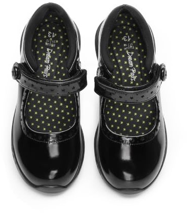 DREAM PAIRS Girls School Shoes Mary Jane Flats Lightweight Comfortable Girls' Uniform Dress Shoes for Toddler/Little Kid/Big Kid,Size 1 Little Kid,All Black,KKUMFA2508