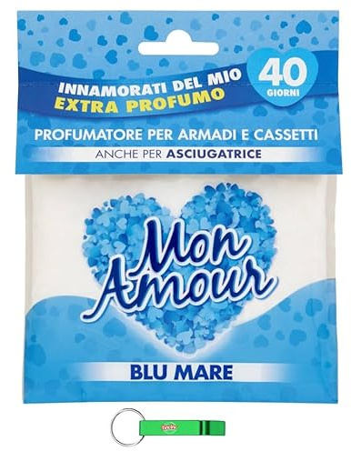 10 sacchetti profumati Paglieri Mon Amour Blu Mare Profumati – Sacchetti profumati – Deodorante per ambienti piccoli 12 g + portachiavi Beni Culinari