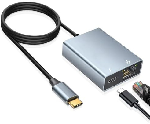 BLKing USB-C-auf-Ethernet-Adapter, Ethernet auf USB C, Typ C auf RJ45 Gigabit-LAN-Netzwerkadapter, kompatibel mit Chromecast Google TV, i-Pad Air (1 m)