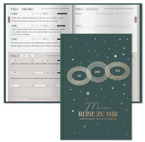 BIROYAL Dankbarkeitstagebuch Erwachsene 6 Mins, One Line a Day, Achtsamkeitstagebuch, 5 Minuten Tagebuch für Erwachsene, 3 Jahres Tagebuch, Gratitude Journal mit 366 Fragen, 5 Minute Journal
