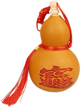 Zucca di vino, bottiglia di calabash naturale, design ornamentale artigianale, decorazione con simbolo di buona, ideale per casa, casa, cortile, soggiorno, esposizione decorativa, 8 x 14 cm