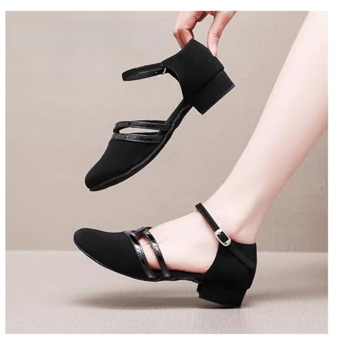 LOVSSU Zapatos De Baile Latino Zapatos de Baile Latino for Mujer, de salón, Negros, for Salsa, tacón bajo de 3,5 cm, for Samba y Tango, Suela Blanda for Fiesta. para Mujer(39)