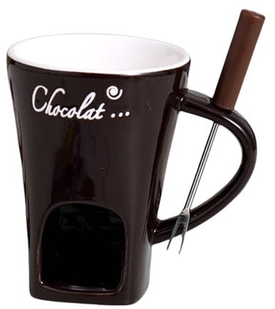Calentador de fondue de cerámica único funcional para chocolate y queso, incluye tenedor y vela de té