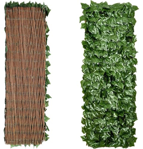 Künstliche Hecke 100 x 200 cm. Künstliche Pflanzenwand Sichtschutz Wandbegrünung Balkon Gartenzaun, für Innenwände geeignet, mit Spalier, garten rankgitter deko sichtschutz weide - Blätter D