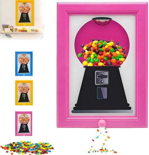 Wandmontierter Fotorahmen mit verstecktem Süßigkeiten-Spender, dekorative Wohnküchenausstattung für die heimliche Aufbewahrung von Snacks Magenta