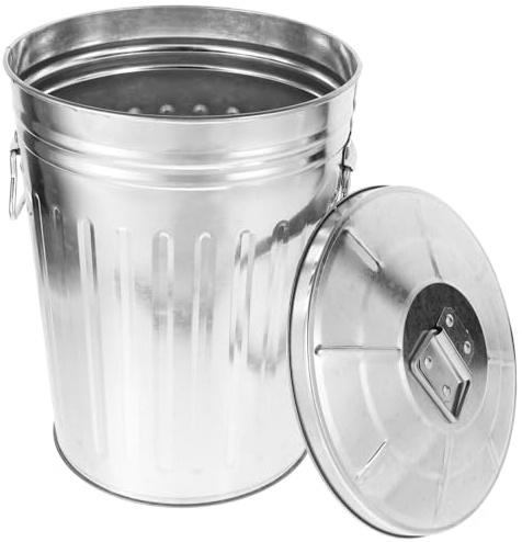 TOYZFRIENDY Cubo De Basura Metálico Redondo 8l Con Tapa Material Hierro Resistente Corrosión Para Cocina Hogar y Exterior Contenedor De Residuos Funcional