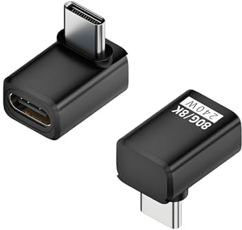 Leloco 2 Stück USB C Winkelstecker 90 Grad, Adapter Typ C Buchse auf Stecker Typ C Winkelstecker USB C Winkel Adapter Thunderbolt 5/4/3, 80Gbps, 240W, 8K60Hz für Laptop Tablet Telefon Schwarz