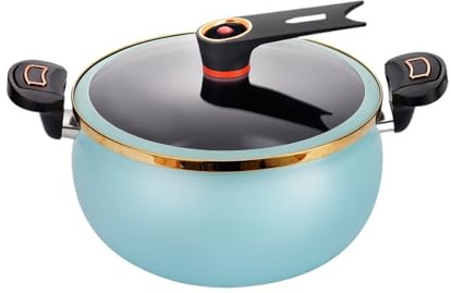 KIFSDLF Olla a presión Chubby de 7 litros (1 Unidad), 26 cm diámetro, Multifuncional, Antiadherente, Apta for cocinas inducción y Gas(Sky Blue)