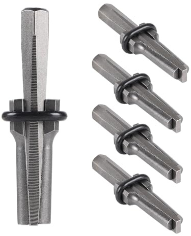 SWAWIS 5 Pièce Coin Pour Fendre Le Pierre 16mm(5/8 Pouce), 105mm Cales Fendantes pour Roches en Acier au Carbone avec Coniques et Rondelles Élastiques, Plug Wedge et Plumes Cales pour Granit Marbre