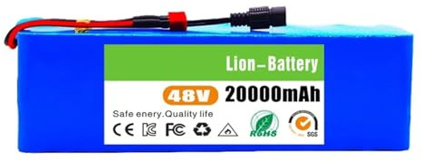 48V Batería para Bicicleta Eléctrica 20AH 13S3P Batería Recargable De Iones De Litio Batería De Repuesto para Patinete Eléctrico con Cargador Y BMS XT30