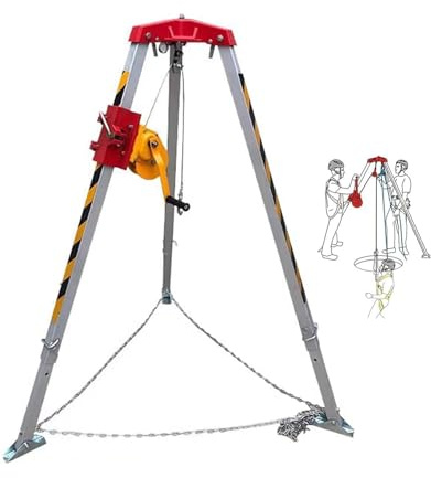 GFHOOZ Trípode de Alta Resistencia para Espacios confinados, cabrestante de 2600 Libras, arnés de Seguridad para Trabajos en Altura, Equipo de Rescate de Emergencia para Barcos,