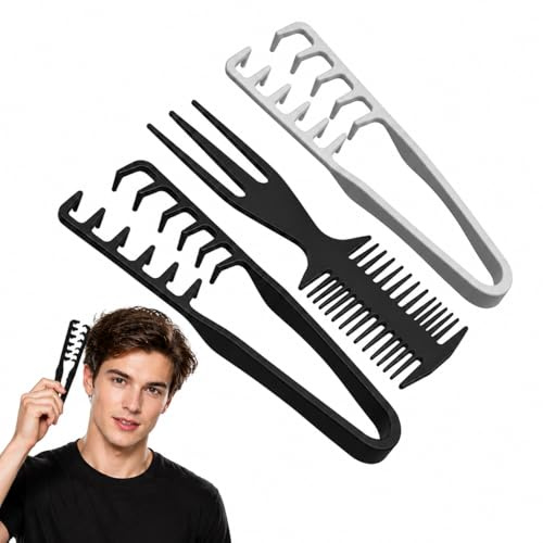 Peigne Cheveux À Texture Pliable 2 Pièces, peigne texture homme trois en un pour créer un volume sophistiqué, peigne cheveux bouclés de soin pour boucles anti frisottis