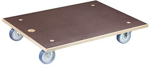 WAGNER Transportroller Transporthilfe 1147 I Schichtholz 24 mm mit Grip I 78 x 59 x 15 cm, Tragkraft 500 kg I Schwerlastroller für Umzug, Werkstatt, Handwerk I Rollbrett Softrollen I FSC® I Made in DE