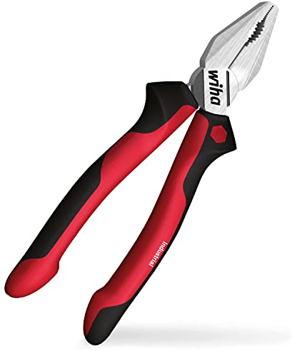 Wiha Kombizange Industrial mit DynamicJoint und OptiGrip I Extra Langer Schneide 180mm I Universelle Zange zum Greifen I Halten und Schneiden von Draht und Kabel I aus Hochwertigem C 70 Stahl (34307)