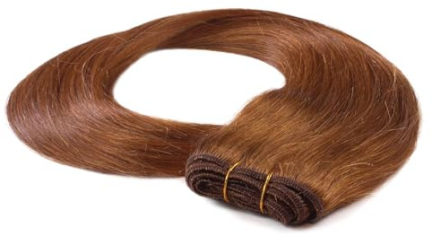 hair2heart Echthaar Tressen zum Einnähen Extensions glatt - 50cm 100g 8/03 hellblond natur-gold