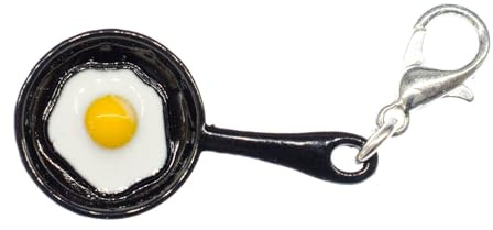 Miniblings Bratpfanne Spiegelei Charm Pfanne schwarz Mini versilbert | Kleiner Anhänger zum Kombinieren, aus Berlin, ein Mitbringsel mit Charakter