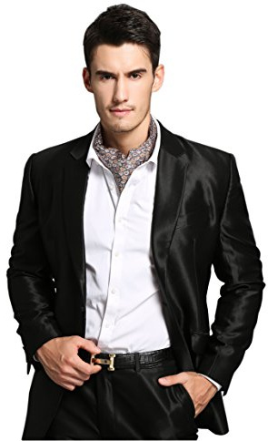 Prettystern herr slips halsduk 100% Silke 2-skikt för att binda Paisley - 5. Grey Paisley
