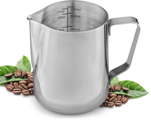 Zulay Kitchen schiumare pitcher â € “miglior montalatte steamer cup - di facile lettura creamer misure interne - schiuma fare per coffee matcha chai cappuccino latte & hot chocolate â €“acciaio inox