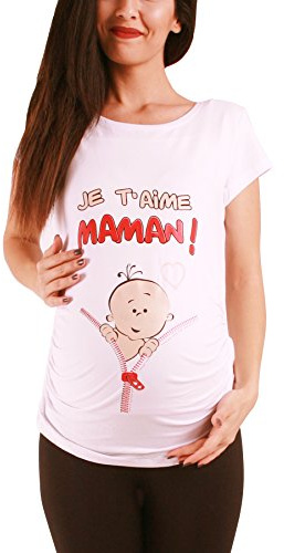 Je T'Aime Maman – rolig rolig rolig söt omgivningsmode/omgivningsskjorta med motiv för graviditet/t-shirt graviditetströja, kort ärm