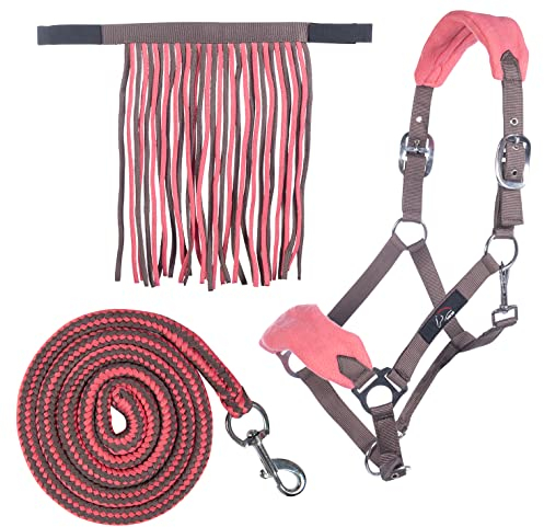 HKM 10733 Halfterset, Halfter Fliegenfransen Strick 180cm Karabiner, Pony VB WB
