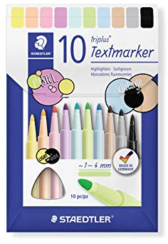 STAEDTLER Textmarker triplus, ergonomischer Dreikantschaft, Linienbreite 1-4 mm, sekundenschnell trocken, PP-Schaft garantiert lange Lebensdauer, 10 Textmarker im Kartonetui, 362 C10