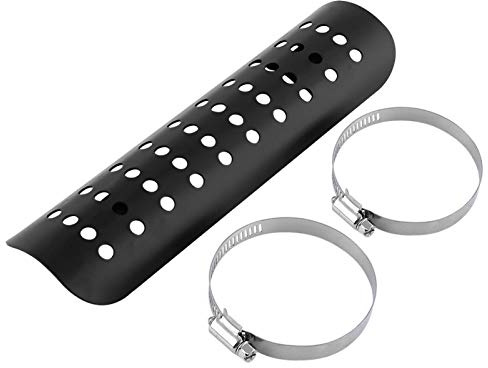 Fydun Tubo de escape recto Protector térmico con orificio para el agujero de la motocicleta con 2 abrazaderas Cubierta para tubo de escape recto universal para protección térmica(negro)