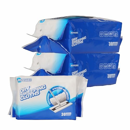 KMAKII Dry Sweeping Cloths, Flash Speed mop Dry Pads Refills, Disposable Floor Cloths, Floor Cleaner, Trap and Lock Away Dust, White, 90 Count, 30cm x 22cm