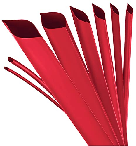 ISOLATECH Schrumpfschlauch Ø5mm x 2m 3:1 Rot mit Kleber | Meterware, Polyolefin, Zum Isolieren von Kabeln und Lötverbindungen, UV-Beständig, Unbeschriftet