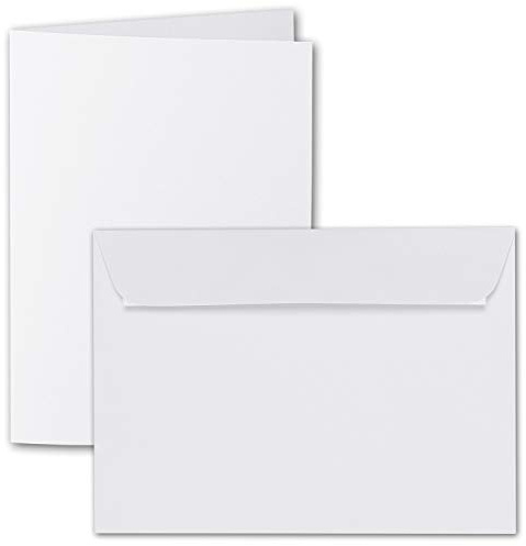 ARTOZ 15x DIN A6 Faltkarten-Set mit Umschlägen - Blütenweiß (Weiß) - 105 x 148 mm - gerippte Bastelkarten blanko mit Brief-Umschlägen - 220 g/m²