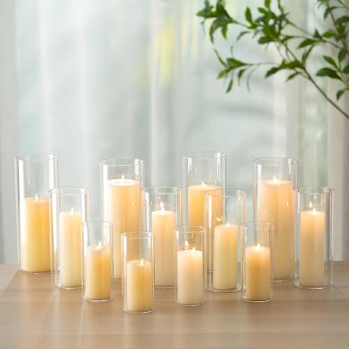 Romadedi Windlicht Glas für Hochzeit, 30er Set Klar Zylinder, 10/15/20 cm | Kerzengläser für Stumpenkerzen/Schwimmkerzen, für Tischdeko Esstisch Party Wohnzimmer Outdoor