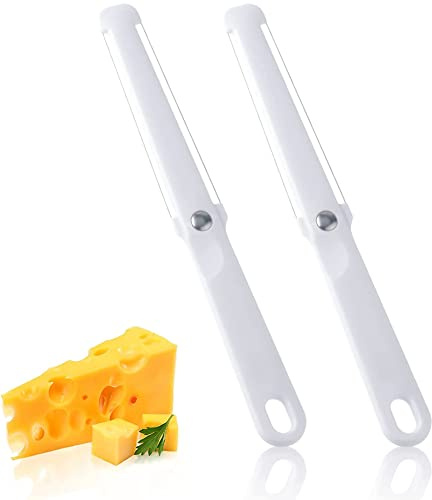 HUPOO Cheese Slicer, 2pcs Cheese Wire Cheese Cutter with Soft Handle for Hard and Semi-Hard Cheese Butter, Chocolate, Jams, and Creams-Long Duration, Cheese Slicers for Block Cheese.