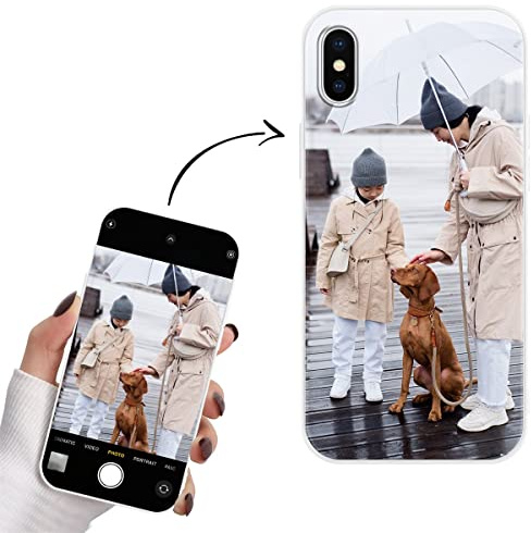 Yoedge Coque Personnalisée pour Apple iPhone X Case 5,8 Personnalisable Housse avec Votre Propre Photo Image Texte Nom Étuis Souple TPU Personnaliser Custom Bianco Cover pour iPhone X