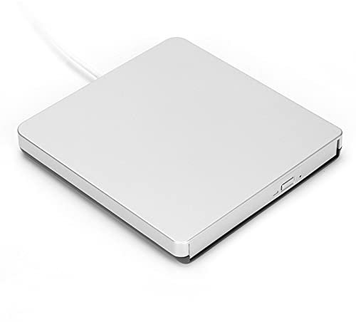 Topiky Lecteur de DVD Externe USB2.0 Lecteur de CD/DVD Externe Portable Graveur de DVD/CD ROM Graveur avec Patin de Lecteur Compatible avec Ordinateur Portable PC de Bureau (Argent)