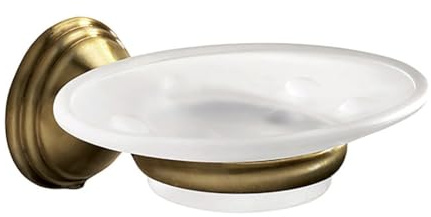 Kiamami Valentina Portasapone A Muro Acciaio Bronzato Piattino Vetro Rosa | L 14,6 cm x P 11,6 cm x H 5,6 cm, vetro satinato, fissaggio a parete con viti o colla, stile shabby chic