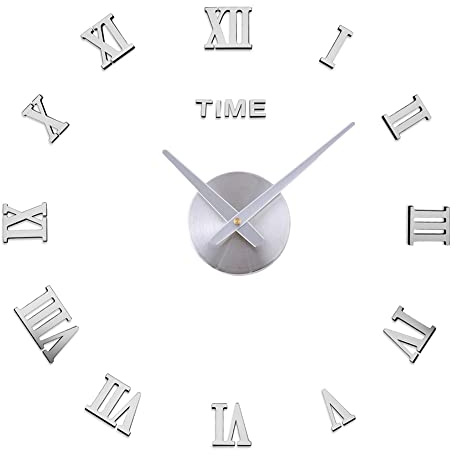 DIY Wanduhr mit Spiegeloberfläche, 50–70cm Wanduhr Moderne Wanduhr 3D Römische Buchstaben Uhr Hintergrund Wanduhr Leise Wanddeko Stumm Spiegel Wandtattoos Dekoration Uhren für Zuhause Wohnzimmer