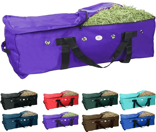 Majestic Ally 1200 D Nylon Fabric Large 44” x 20” x 16” and Extra Large 52 x 27 x21 Heavy-Duty Hay Bale Storage Bag (Purple, X-Large)
